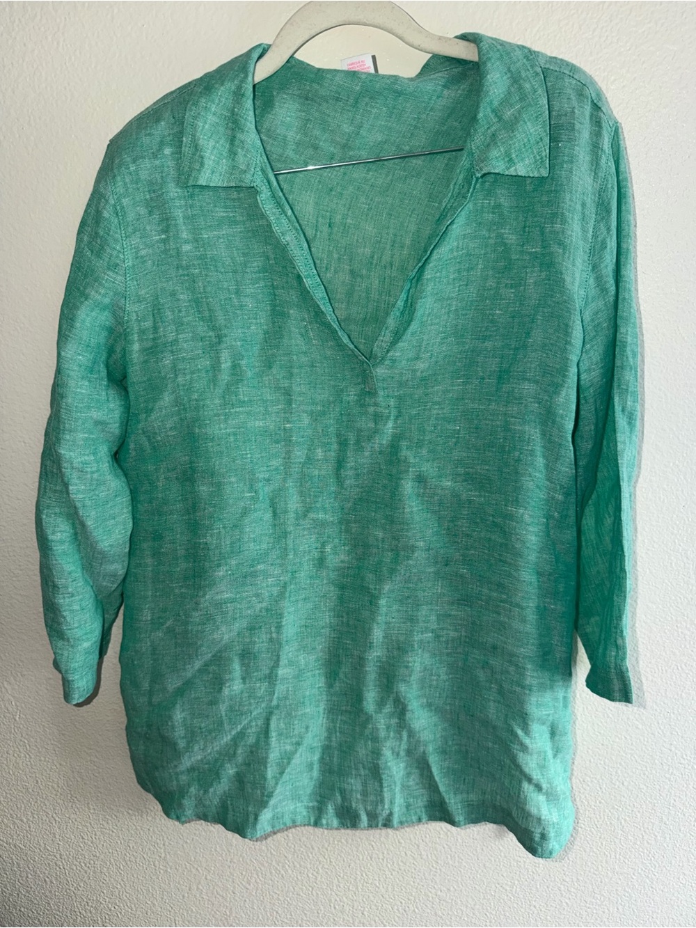 Isaac Mizrahi Teal V‑Neck Linen Tunic